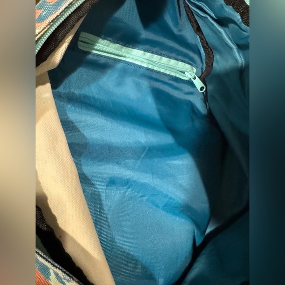 KAVU Rope Sling Cotton Canvas Messenger Bag Multicolor Beach Paint Pattern - Picture 6 of 10